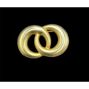 Vintage Napier Signed Gold Tone Intertwined Ring Brooch 90s 80s retro